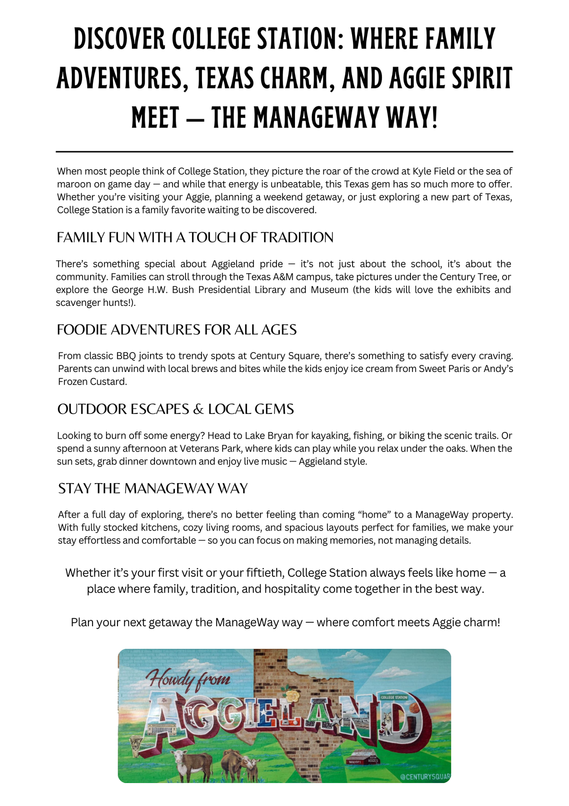 Family Fun, Food, and Tradition: Discover the Heart of College Station